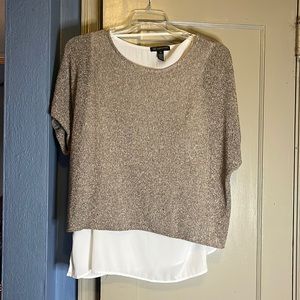 INC concepts short sleeve crop sweater with inner tunic shell